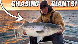 Epic TROPHY STRIPED BASS Fishing! Full Day Of Chesapeake Bay Striped Bass Fishing!