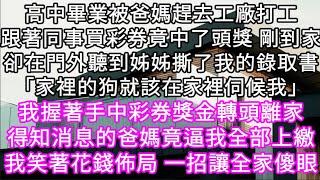 高中畢業被爸媽趕去電子工廠打工跟同事一起買彩券竟中了頭獎 剛到家在門外卻聽到姊姊撕了我的錄取通知書「她就是家裡的狗就該在家裡伺候我」 #心書時光 #為人處事 #生活經驗 #情感故事 #唯美频道 #爽文