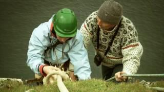 Faroe Islands rappelling in Sandoy