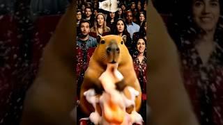 Capybara rubs her belly... in the movie theater #capybara #cute #funny #animals #カピバラさん