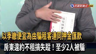 收完租金、押金就搞失蹤！ 房東違約不租「2人被騙」－民視台語新聞