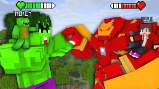 JJ HulkBuster vs Mikey Hulk Giant Titan Fight Battle - Maizen Minecraft Animation