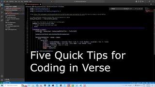 Five Quick Tips for Coding in the Verse Programming Language