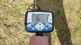 Minelab X-terra 705 Metal Detector depth test - Mars Tiger coil 18.75