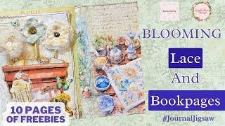 BEAUTIFUL POCKET with LACE AND BOOKPAGES  - 10 PAGES of FREEBIES #journaljigsaw