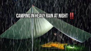 SOLO CAMPING IN HEAVY RAIN‼️ STRUGGLE TO SET UP A TENT AT NIGHT IN NON STOP RAIN, ASMR