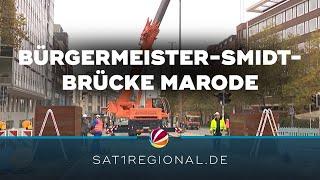 Marode Bürgermeister-Smidt-Brücke über die Weser in Bremen gesperrt