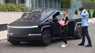 Billionaire Lady Driving an Ilegal TESLA CYBERTRUCK Arrives in Monaco!! Carspotting in Monaco 2024