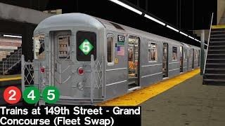 OpenBVE Virtual Railfanning: 2, 4 and 5 Trains at 149th St - Grand Concourse (Equipment Swap)