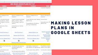 Making Teaching Lesson Plans in Google Sheets