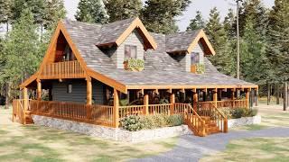 Dream Log Cabin : Stunning Small House with a Cozy Wrap Porch!