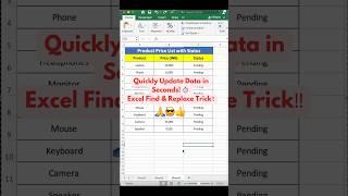 Excel Tricks: Update Data in Excel! ⏰ | Excel Find & Replace Trick  #excel #excelshorts