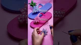 chinelo personalizadas com pérolas #diy #artesanato