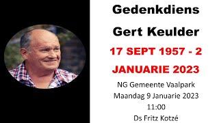 Gedenkdiens Gert Keulder NG Vaalpark Ds Fritz Kotze