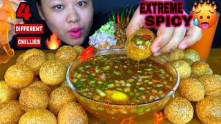 SPICY PANIPURI CHALLENGE | PANIPURI EATING CHALLENGE | 4 DIFFERENT CHILLIES PANI | ASMR MUKBANG