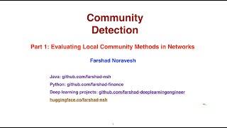 Part 1: Evaluating local community methods in networks