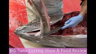 (uncensored)154 3lb BIG Tuna Cutting Show & Eat Review