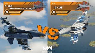 NEW! F-16C Fighting Falcon VS J-16 | Epic Strike Fighter Comparison | Modern Warships