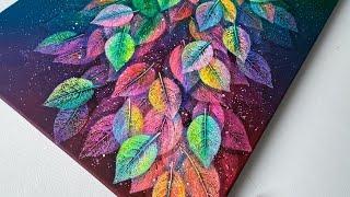 Rainbow leaves print painting process / Leaves painting / Leaves imprinting