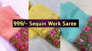 Sequin Work Saree | New Saree Design 2021 | Navdiya Collection