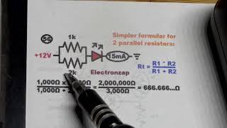 Two unequal parallel resistors in a 12 volt LED demo circuit