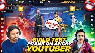 ADAM GUILD TEST PRANK ON ANGRY YOUTUBER  garena free fire