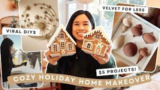 EASY DIY HOLIDAY DECORATIONS (on a budget) | diy gingerbread house, velvet ornaments, tree topper