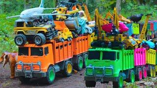 Mobil Truk Tronton Panjang Penuh Mobil Mobilan, Excavator, Truk Tangki, Mobil Balap, Crane, Bus Tayo