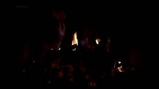 Night Fireplace with Crackling Fire Sounds Cozy Fireplace 4K. Dark Fireplace Noises Black Screen