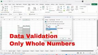 Data Validation For Cells to Contain Only Whole Numbers in Microsoft Excel! #howto #tutorial #trend