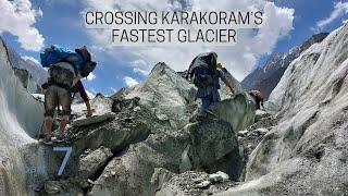 A Pakistani Crosses Fastest Karakoram Glacier Hopar Glacier