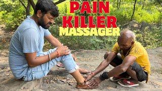 Painkiller Barber feet thumb adjustment massage by oil in forest - Asmr Indian massager