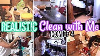 REALISTIC MOM OF 4 CLEAN WITH ME ||  MESSY HOUSE CLEANING MOTIVATION || CLEAN WITH ME