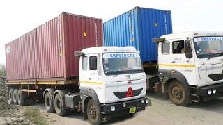 Giant TATA Truck Container Lorry Videos Driving on Dirty Roads | Truck Videos | TruckWala