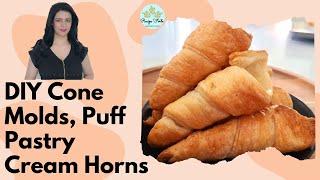 DIY Cone Molds | Puff Pastry Cream Horns | Cannoncini | बच्चों की फेवरेट क्रीम रोल्स