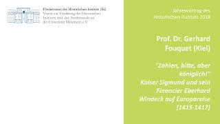 "Zahlen, bitte, aber königlich!" Jahresvortrag von Prof. Gerhard Fouquet