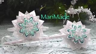 Канзаши Снежинки Ободок Волшебная Палочка Kanzashi Snowflake Headband