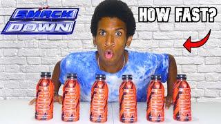 6 Bottles of PRIME X WWE Chugged Under 60 SECONDS (For Friday Night Smackdown!)