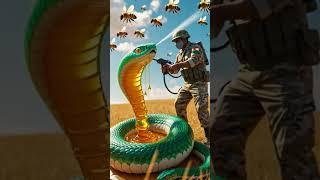 Soldier saves snake from dangerous bees#ai #snake