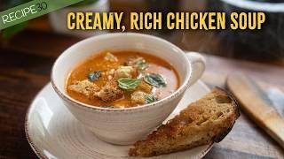 Creamy Tomato, Chicken and White Bean Soup (No Cream!)