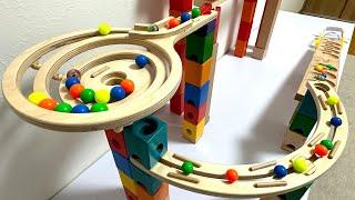 Marble run race  Quadrilla, handmade slope, transparent RV, mixed course