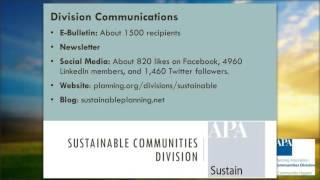 APA Sustainable Communities Division Webinar: Division Overview and Volunteer Opportunities