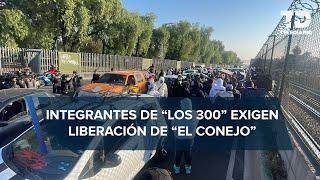 Grupo de Los 300 marchan en Edomex tras detención de 'El Conejo'; intentaron llegar al Zócalo CdMx