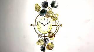 Metal Wall Art Vertical Clock Leaves design @antaryuga