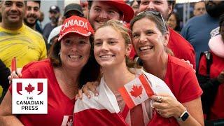 Olympic swimmer Summer McIntosh arrives on Canadian soil