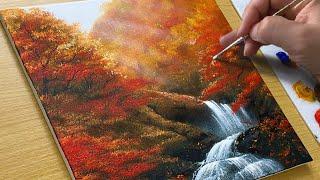 How to Draw Autumn Forest / Acrylic Painting for Beginners