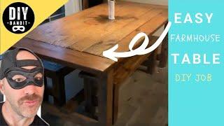  Easy DIY Farmhouse Table w/ Matching Benches Weekend Project, All for Under $200, Ana White Plans