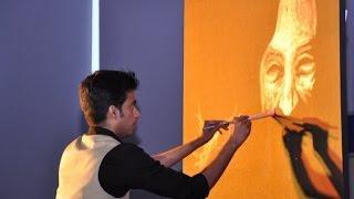 Vilas Nayak painting Dr. APJ Abdul Kalam for India Inclusion Summit