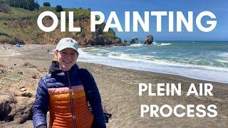 Plein air oil painting at rockaway beach