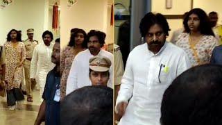 Deputy CM Pawan Kalyan With Daughter Aadya Spotted @ Gannavaram Airport | Manastars